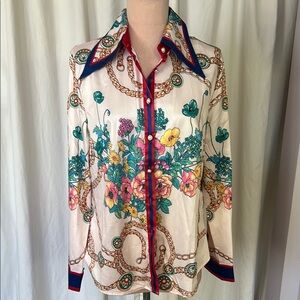 Floral Chain Print Blouse Fri In Van NWT
